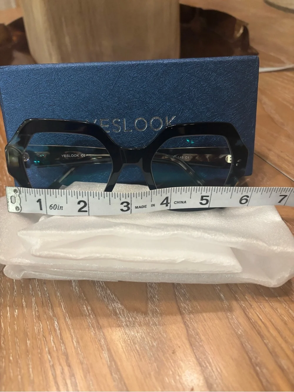 Yesglasses Burka Women's Hexagonal Tortoiseshell Black/Teal 2.0 Reading glasses